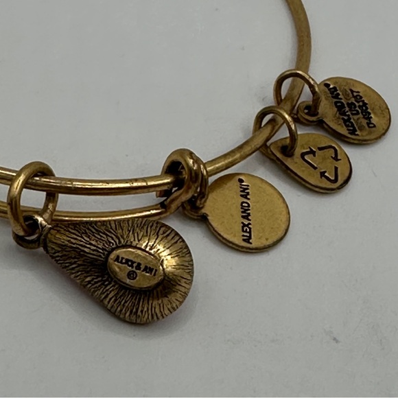 Alex And Ani Gold Bangle Bracelet With Pink Teardrop October birthstone - Picture 3 of 5